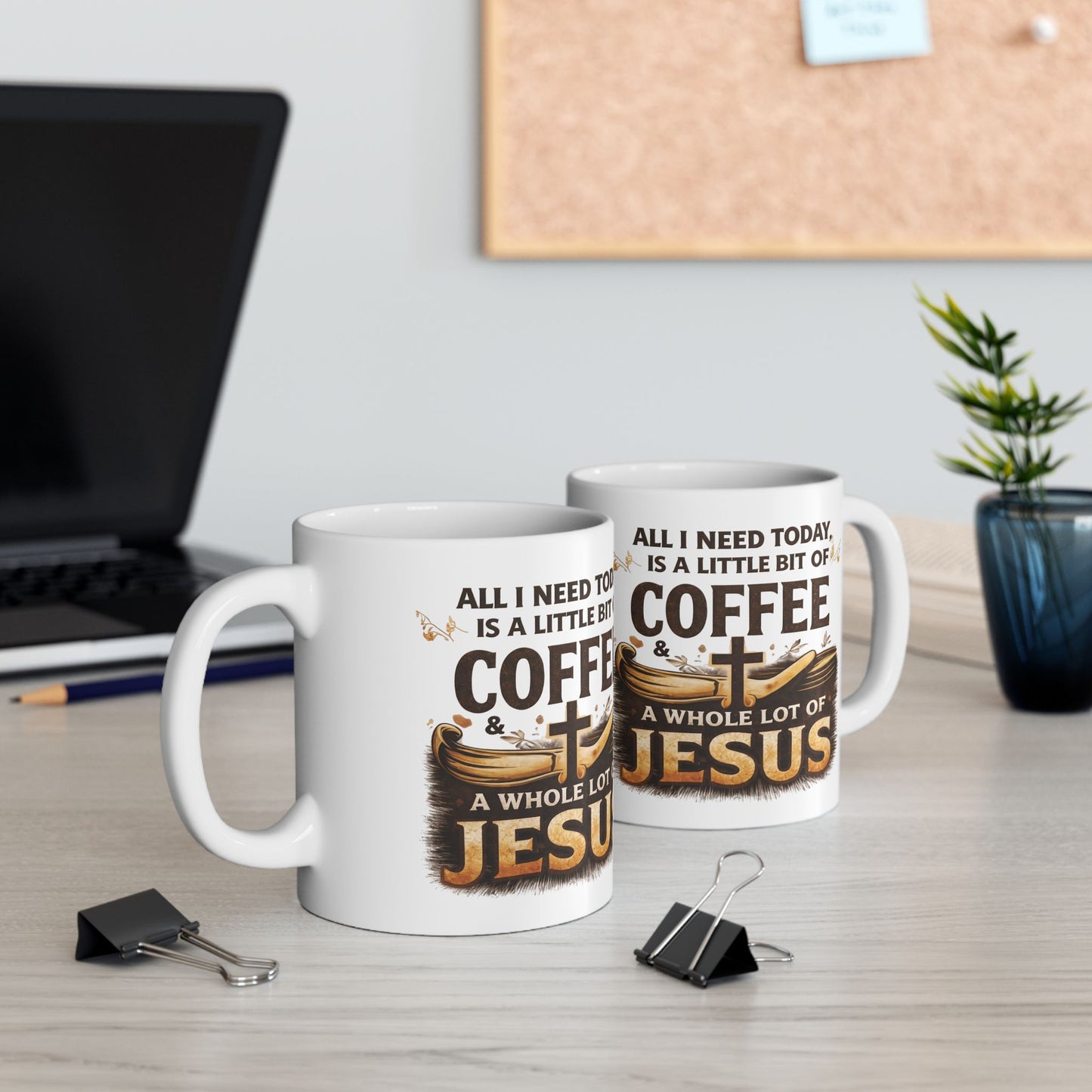Coffee & Jesus Ceramic Mug: Inspirational Religious Coffee Cup (11oz, 15oz)