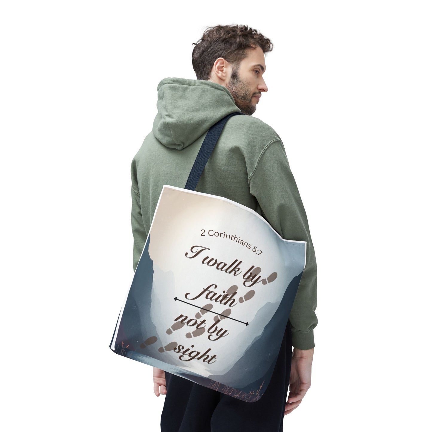 Faith Tote Bag “I Walk by Faith Not by Sight” 2 Corinthians 5:7 Inspirational Tote