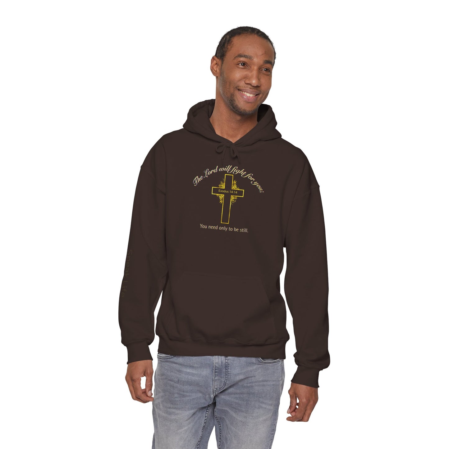 Christian Cross Hoodie  "The Lord will fight for you" Inspirational Faith Sweatshirt