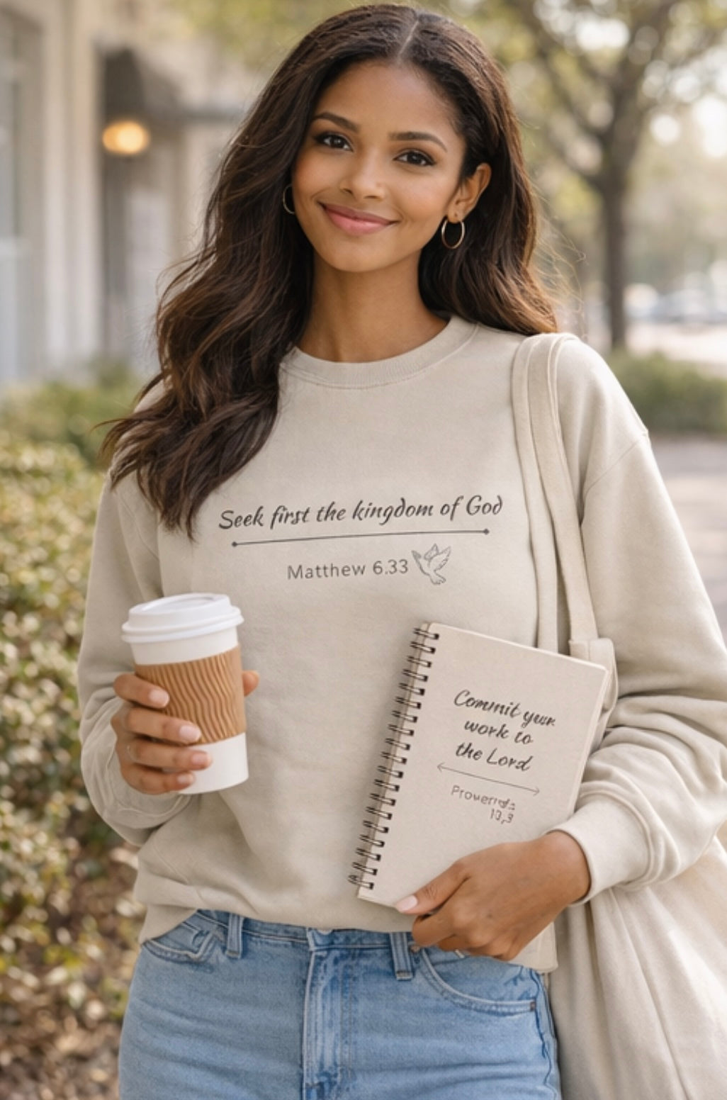 Seek First the Kingdom Sweatshirt; Matthew 6:33 Christian Crewneck