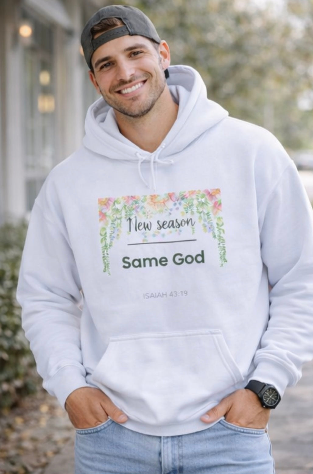 Same God Floral Hoodie  "New Season" Inspirational Christian Sweatshirt