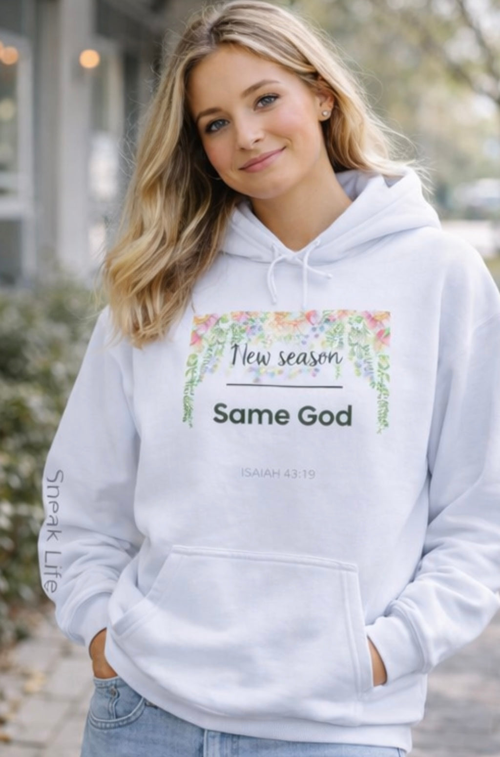 Same God Floral Hoodie  "New Season" Inspirational Christian Sweatshirt